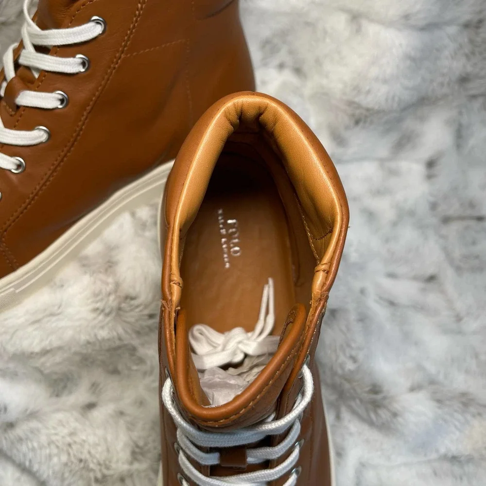 Polo Ralph Lauren NEW Nappa Leather High Top Dree Sneakers Mens Size 10 - Picture 3 of 9